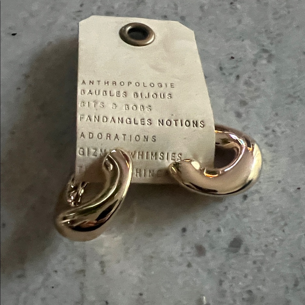 Anthropologie Shiny Gold Earrings